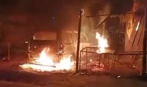 narayanpur,  Scorpio vehicle burnt , grocery store
