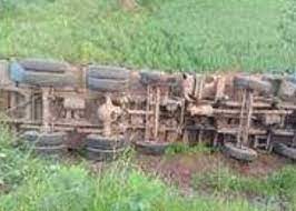 korba, Truck full of buffaloes , ditch