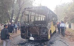 sidhi, Fire broke out ,accident averted