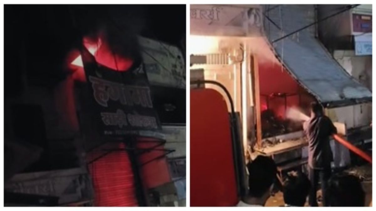 dhar,  Huge fire breaks ,saree shop