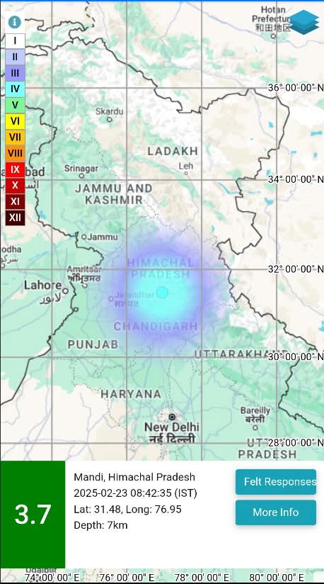 shimla, Earthquake tremors , Himachal Pradesh 