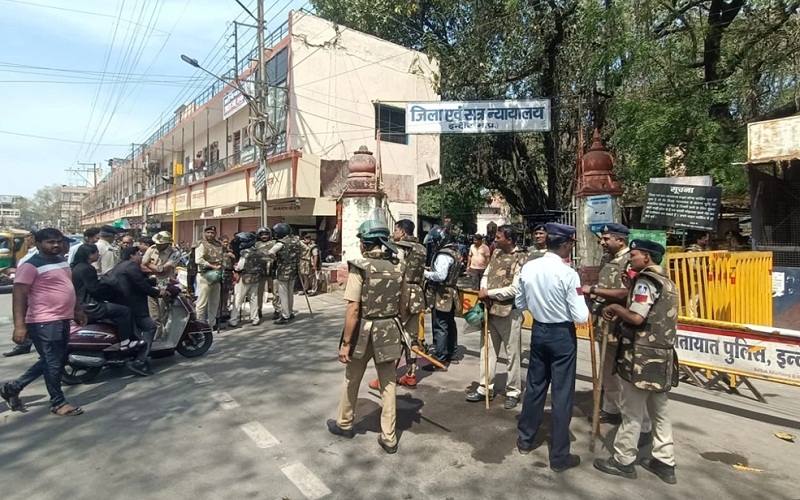 indore, Heavy police force , High Court and District Court  