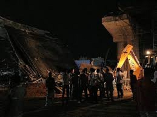shivpuri,     under-construction overbridge, collapsed