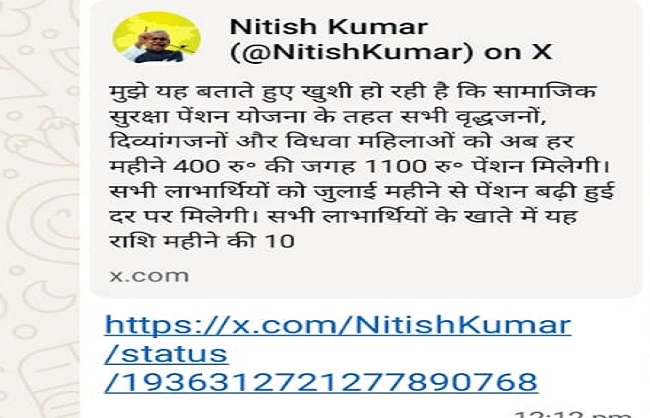 patna, Widow, old age and disabled pension 