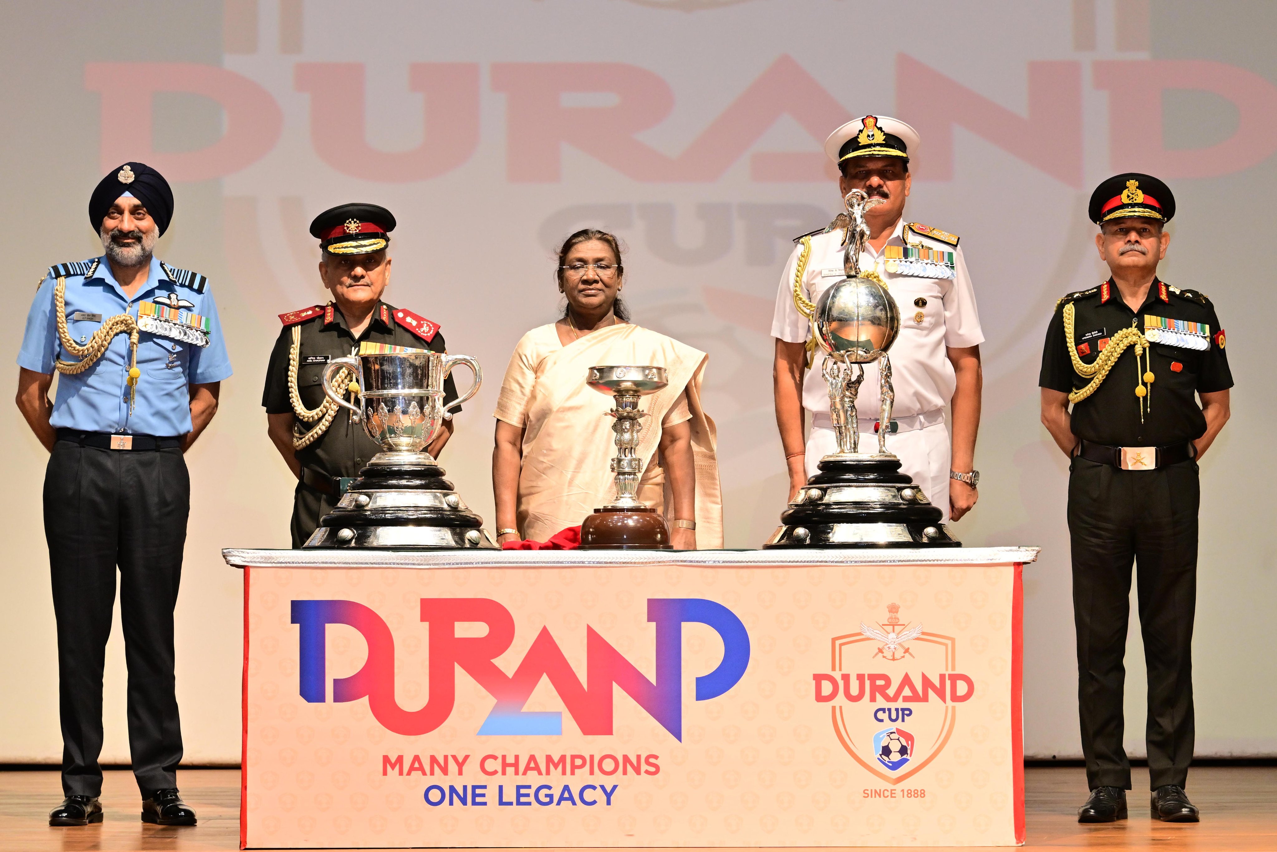 new delhi, President unveils ,Durand Cup 2025 trophies