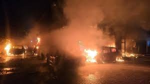 Cars parked outside Youth Congress leader