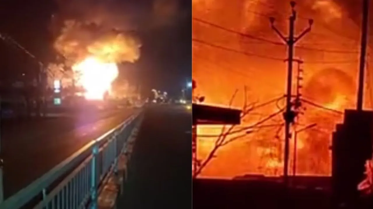 Massive fire , firecracker shop,  Bhopal; Bairagarh Road