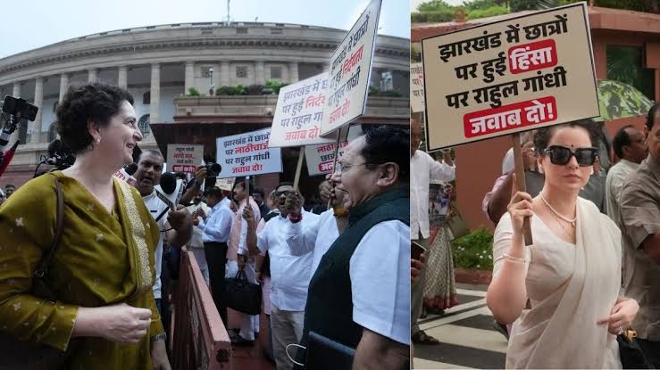 NDA ,Congress MPs , Parliament, Priyanka Gandhi ,BJP MP ,Rahul Gandhi